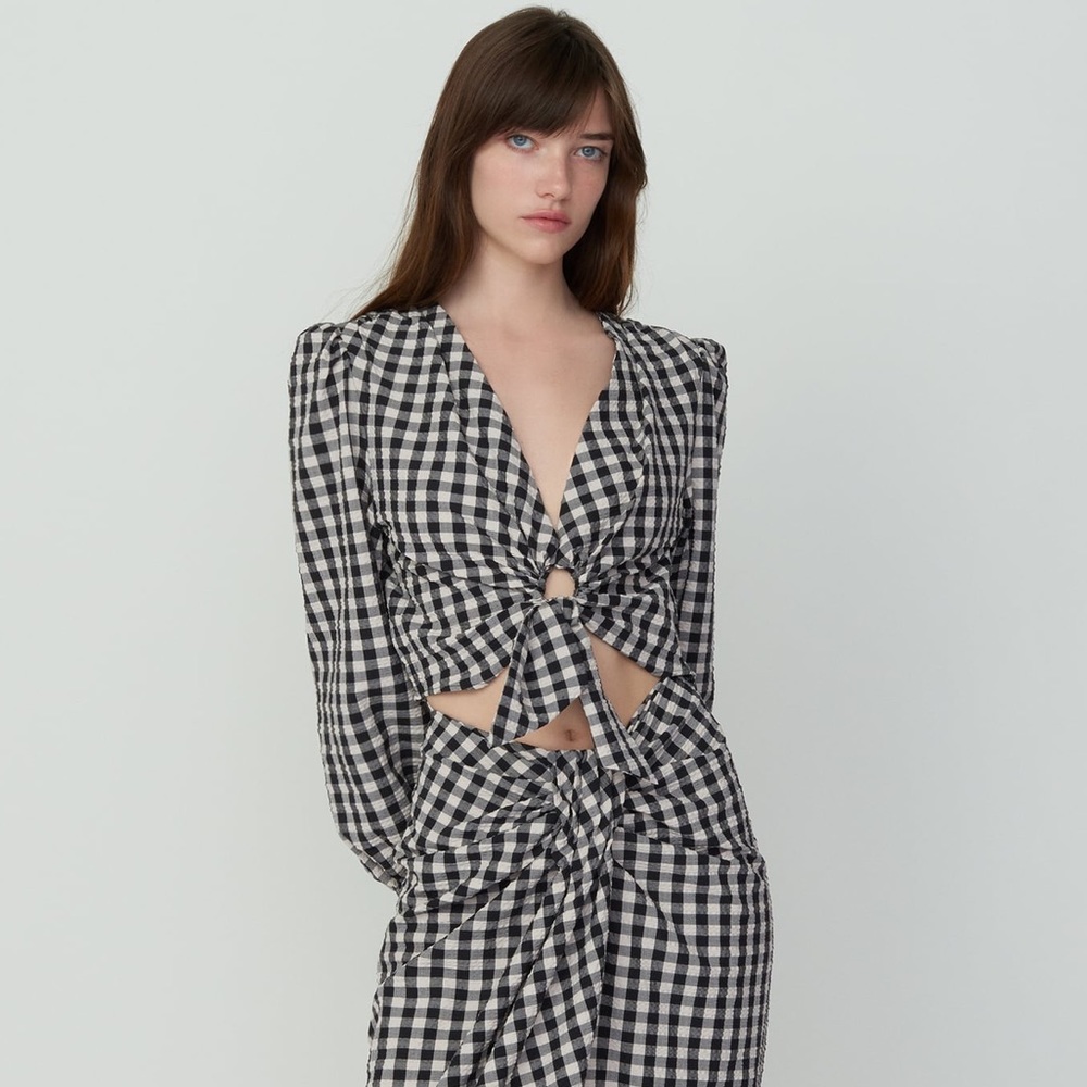 ZARA Gingham Blouse